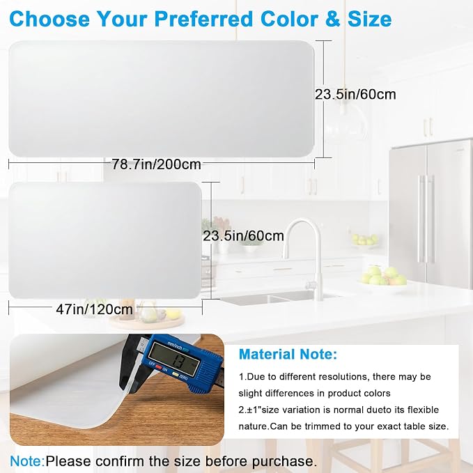 Extra Large Silicone Mats for Kitchen Counter, Heat Resistant Mat, Nonslip Kitchen Countertop Protector Mat, Cuttable Counter Protector Mats for Island Workbench(47.3''x23.6''Translucent) - Image 2
