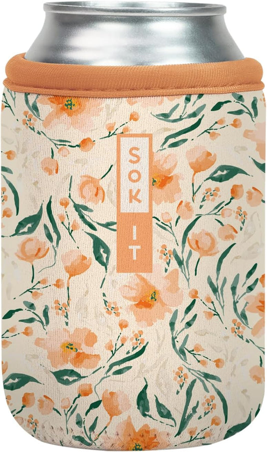 Sok It CanSok Sleeve for Beer & Soda Insulated Neoprene Cover (Blush Blossoms, 12oz Can Sleeve)
