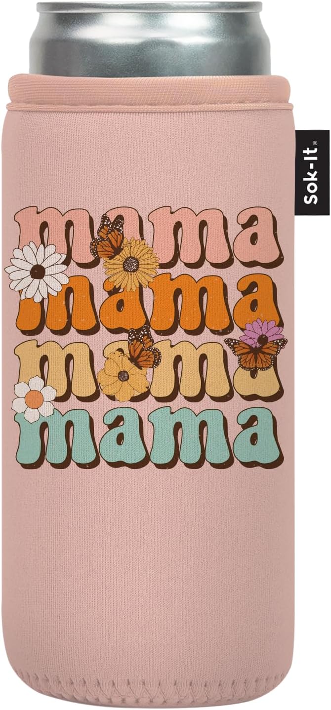 Sok It CanSok Sleeve for Beer & Soda Insulated Neoprene Cover (Mama Knows Best, 12oz Slim Can Sleeve)