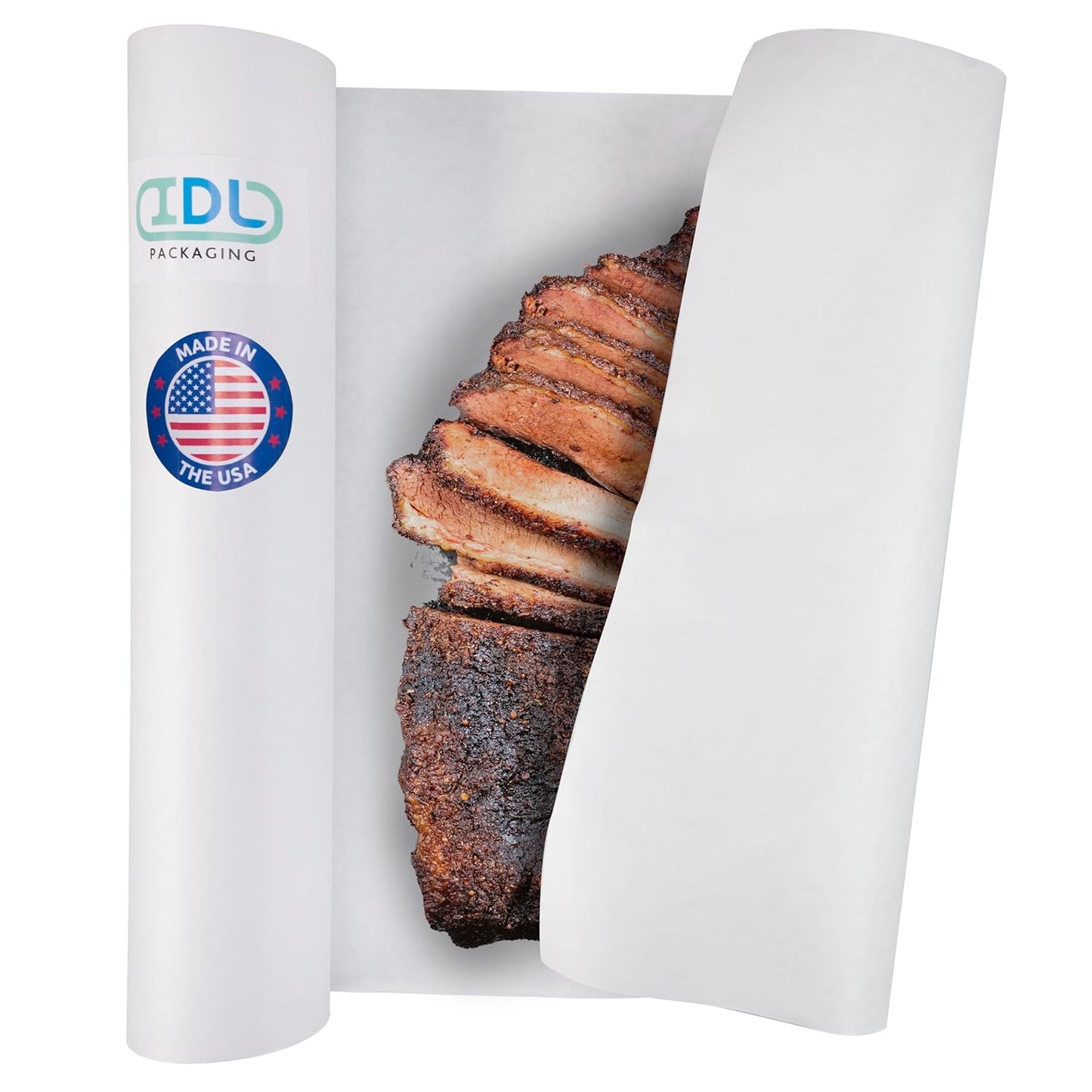 White Butcher Paper 18" x 2160" (180 feet) - USA-Made Natural Butcher Paper Roll for Meat and Fish - Uncoated, Unwaxed & Food-Grade Material for Smoker, Grilling & BBQ by IDL Packaging
