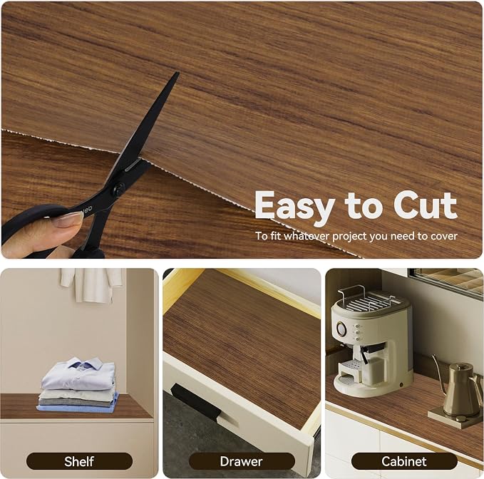 Drawer Shelf Liner for Kitchen Cabinets, Non Adhesive Slip Resistant Shelf Paper Easy to Clean, Strong Grip Thickened Waterproof Washable Mats for Pantry Shelves, Cupboard, Wood Grain, 24 in x 10 FT - Image 5
