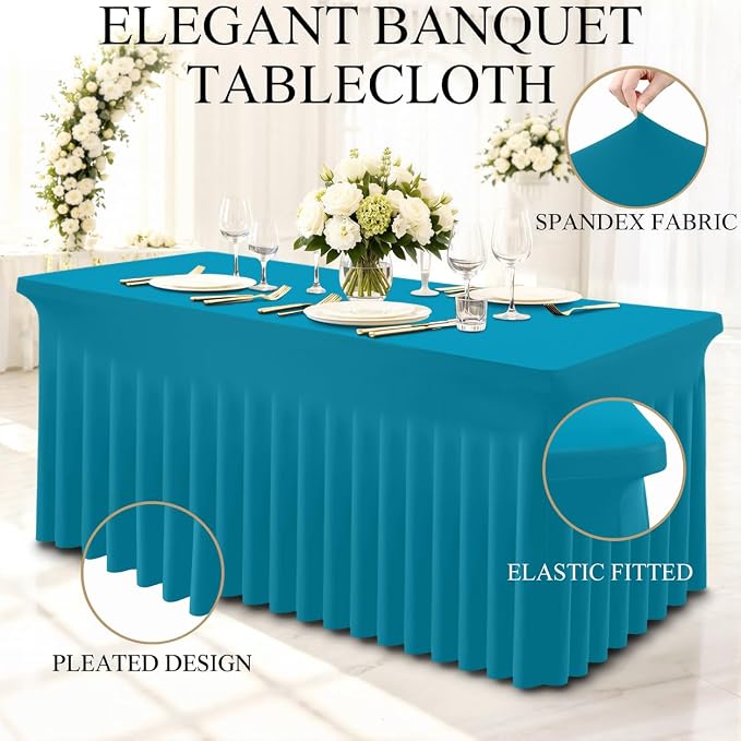 Moosfor 2 Pack Spandex Fitted Rectangle Tablecloth, Elastic Table Skirt - Image 3
