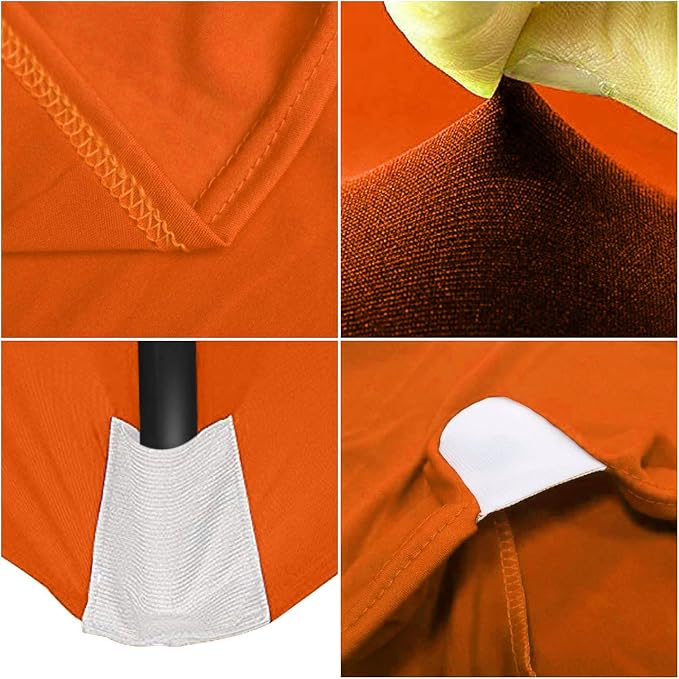 MDS® Pack of 15 Spandex Tablecloth 8FT Tight Fitted Stretch Table Cover – Washable Wrinkle-Free Reusable Elastic Patio Tablecloth for Wedding, Party, Banquet, Trade Show, Event Décor - Orange - Image 4