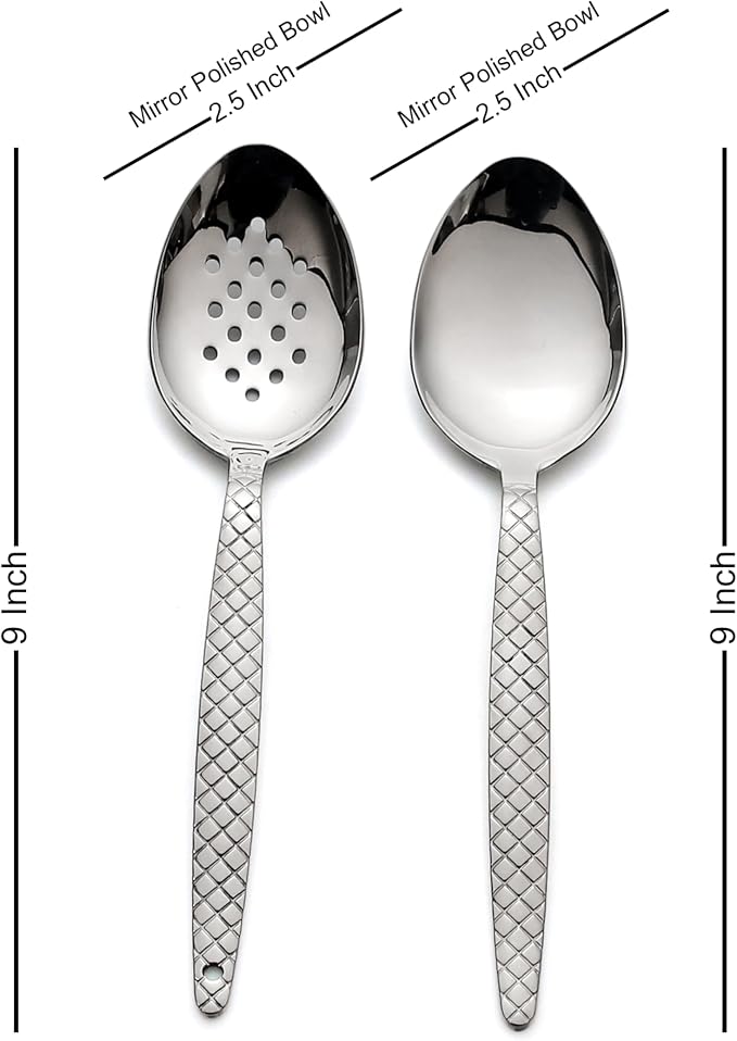 Chef Kunz Spoon | Pack of 2 | 9 inch 18/10 Stainless Steel Silver Plating Spoon | Non-Slip Grip Spoons for Basting, Quenelle, Serving, Sauces (Medium 2, kunz Spoon Set (2 piece) - Image 3