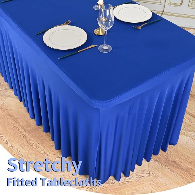 6 Packs Royal Blue Spandex Table Clothes for 6 Ft Tables - Image 4