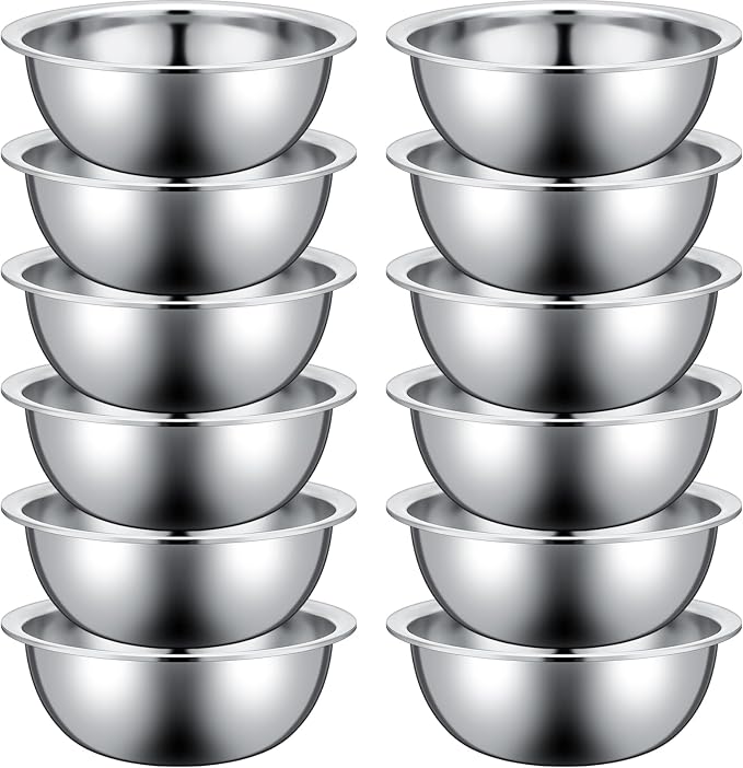 Pinkunn Stainless Steel Mixing Bowls Set, 10.2 x 3.26 Inch, 12 Pcs by Pinkunn