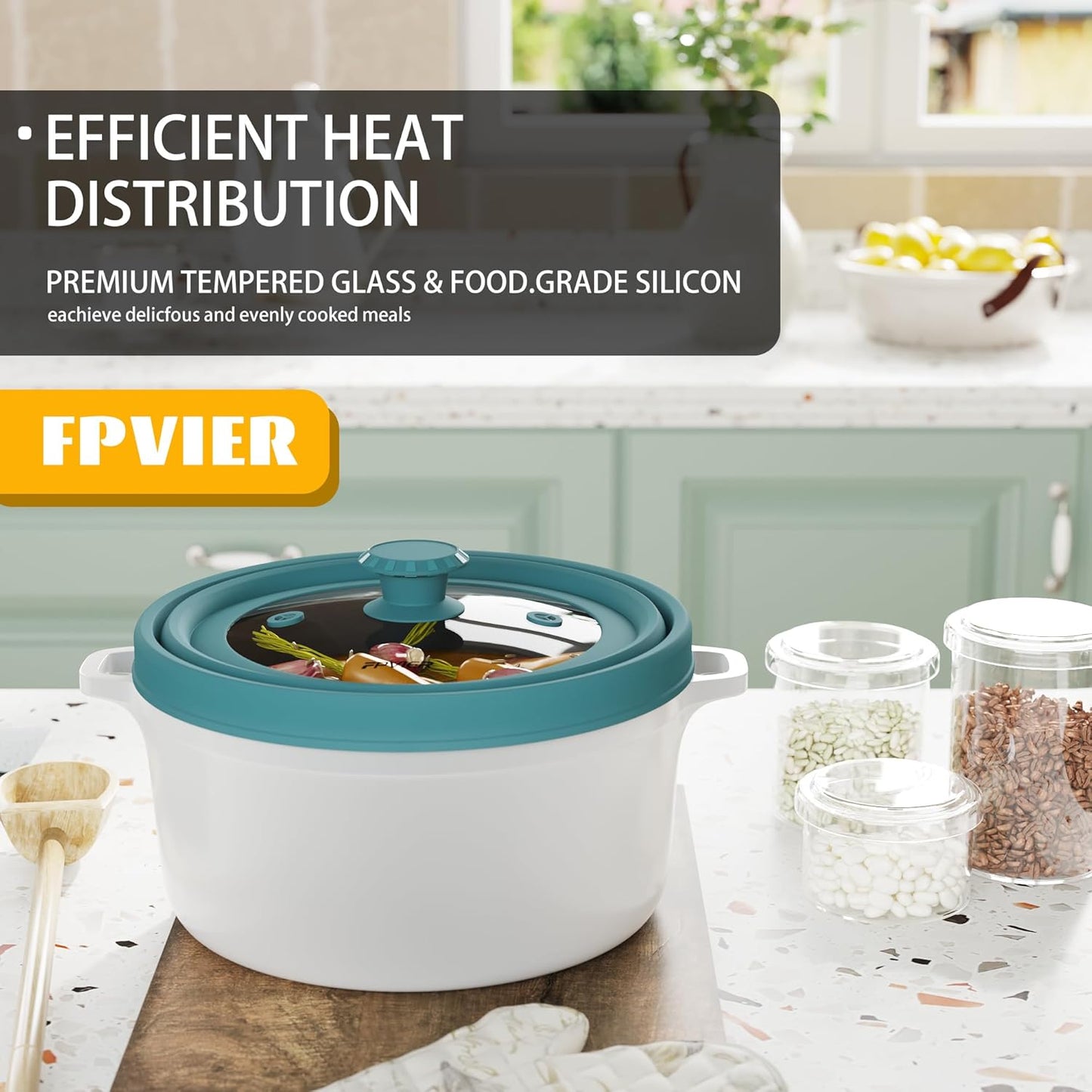 Collapsible Microwave Splatter Cover - Vented Silicone & Glass Lid with Easy-Grip Handle, Fits 6 to 10 Inch Plates & Bowls, 10.8 Inch Diameter, Prevents Splatters & Ensures Even Heating