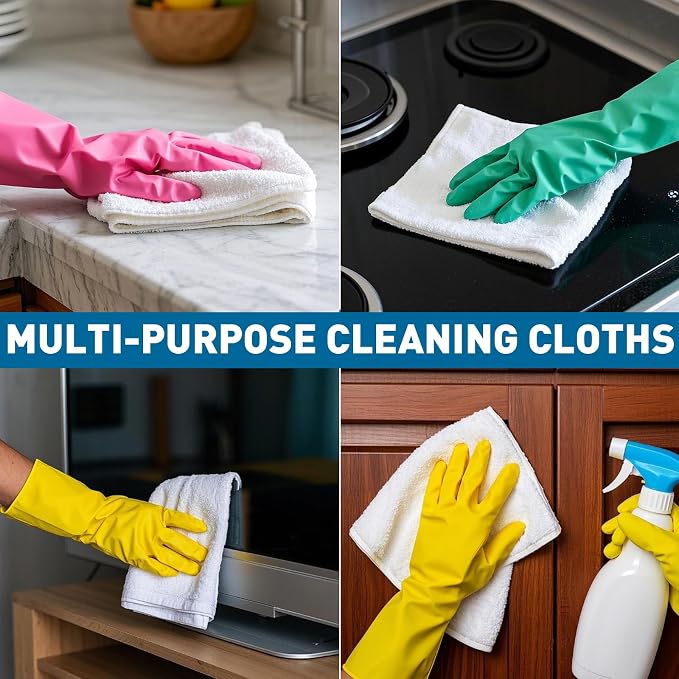TEAWOO White Microfiber Towels- 150 Pack, Microfiber Cleaning Cloths Bulk - Image 5
