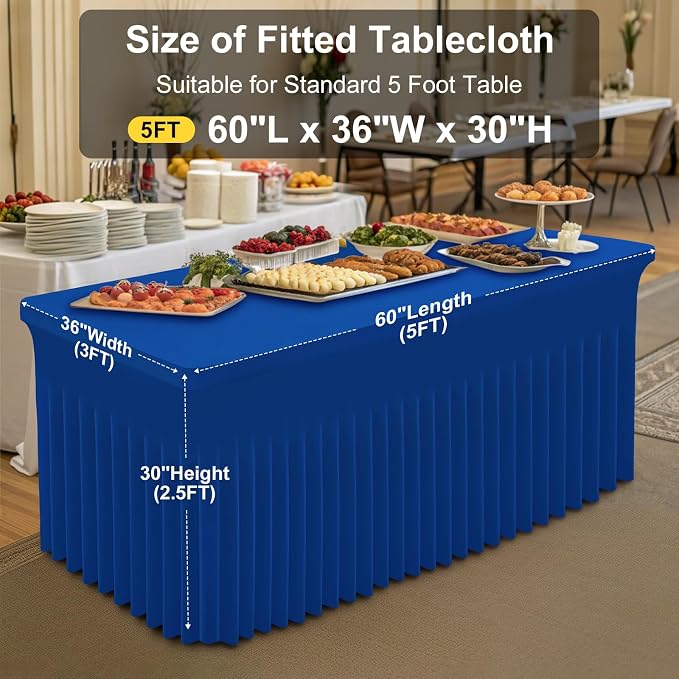 Smiry Spandex Elastic Fitted Table Cloth Skirt for 5FT Rectangle Table - Image 3