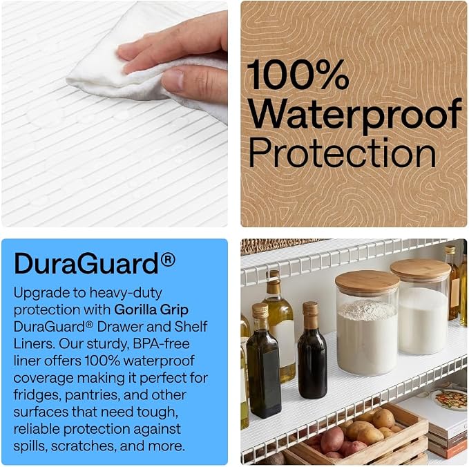 GORILLA GRIP Shelf Liner, Non-Adhesive Cabinet Liners, 20" x20' White - Image 3
