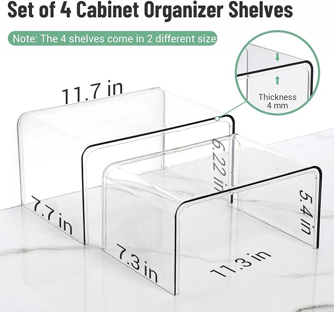 Bobomoment Clear Cabinet Organizer, Stackable Shelf Organizer Set of 4 - Image 2