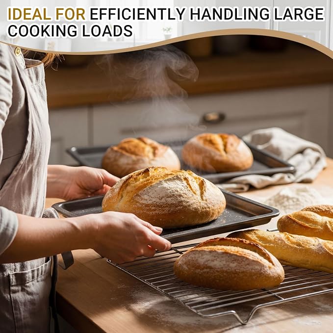 Lounsweer 2 Pack Cooling Racks, 10L x 18W x 1H Stainless Steel Wire Rack for Baking Sheet, Large Cookie Cooling Rack, Oven Safe Cooking Racks for Sheet Pan, Dishwasher Safe, Full Size - Image 5