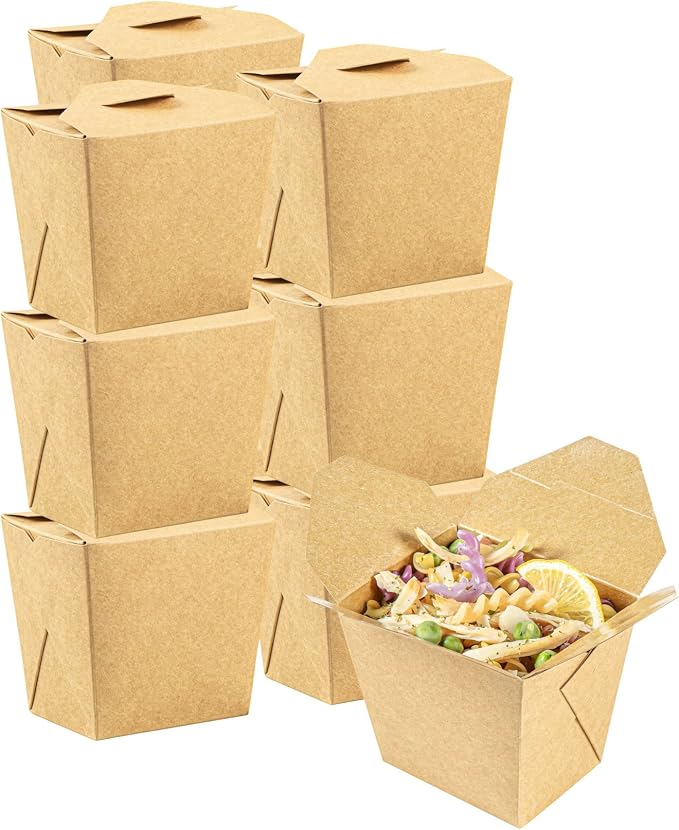 Restaurantware Chinese Take Out Boxes 200 Pack of 16 oz Grease-resistant Party Take Out Food Containers Disposable Stackable Asian Square Kraft Paper To Go Boxes For Restaurants by Restaurantware