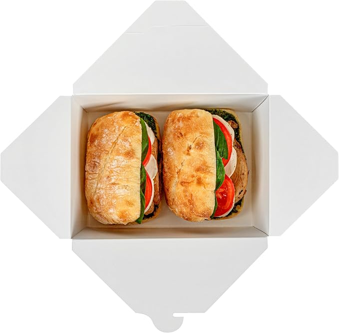 Restaurantware-Bio Tek 8.5 x 6.2 x 3.5 Inch Food Containers, 200 Durable Takeaway Boxes - Disposable, Striped, Pink And White Paper 98 Ounce Takeout Boxes, Rectangle, For Takeouts And Delivery - Image 12
