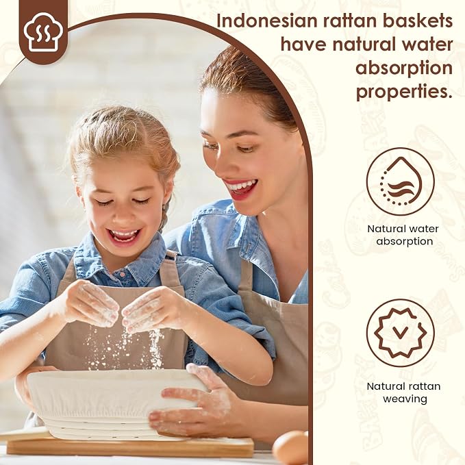 4Pcs Bread Proofing Basket 10 inch Oval Dough Proofing Bowls with Cloth Liners Imitation Rattan Proofing Basket Beautiful Bread Banneton Basket for Professional and Home Baker - Image 6