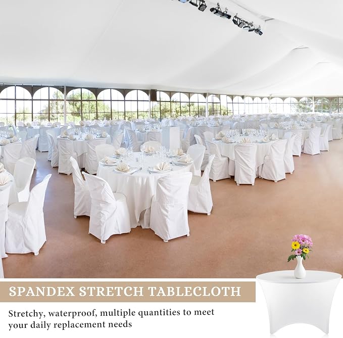 Peryiter 15 Pack Spandex Round Tablecloth Fitted Stretch,5 Ft,60inch,White - Image 5