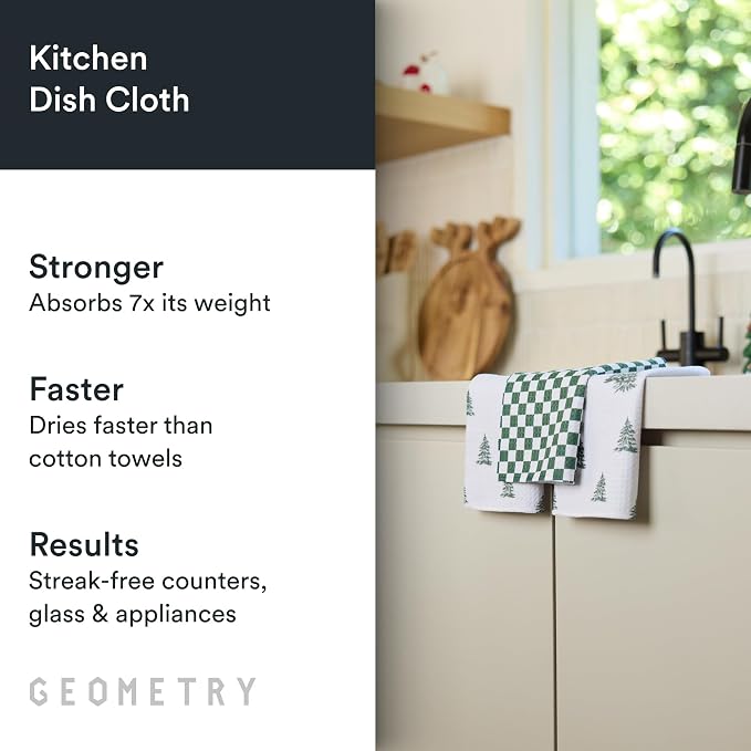 GEOMETRY Holiday Kitchen Dish Cloths - Quick Dry Dishcloths for Kitchen - Premium Dish Rags with Geoweave - 3-Pieces (Wrapped Up, 10"x10") - Image 2