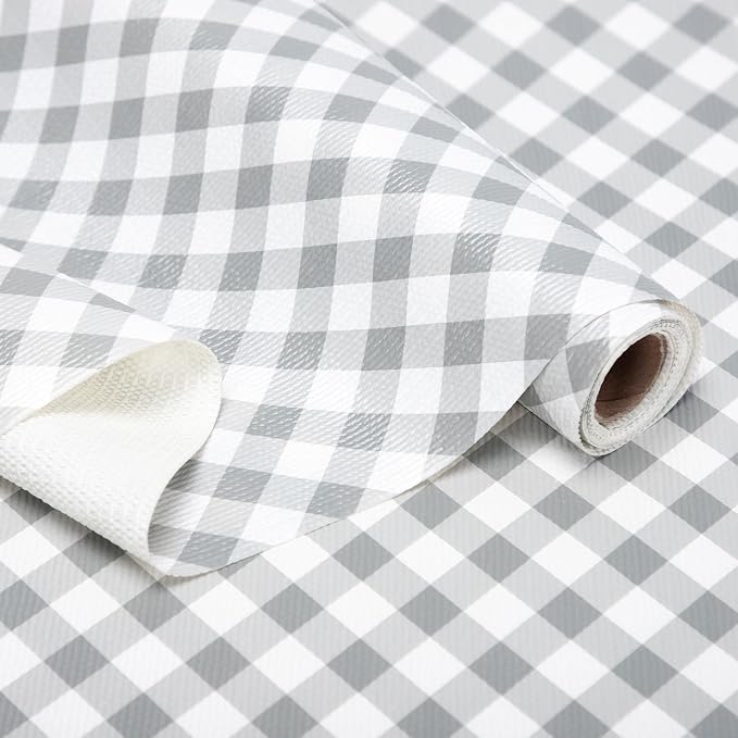 Shelf and Drawer Liner,Non-Adhesive Non Slip 20 Inch x 6 Feet Plaid Gray by RAYSTAR