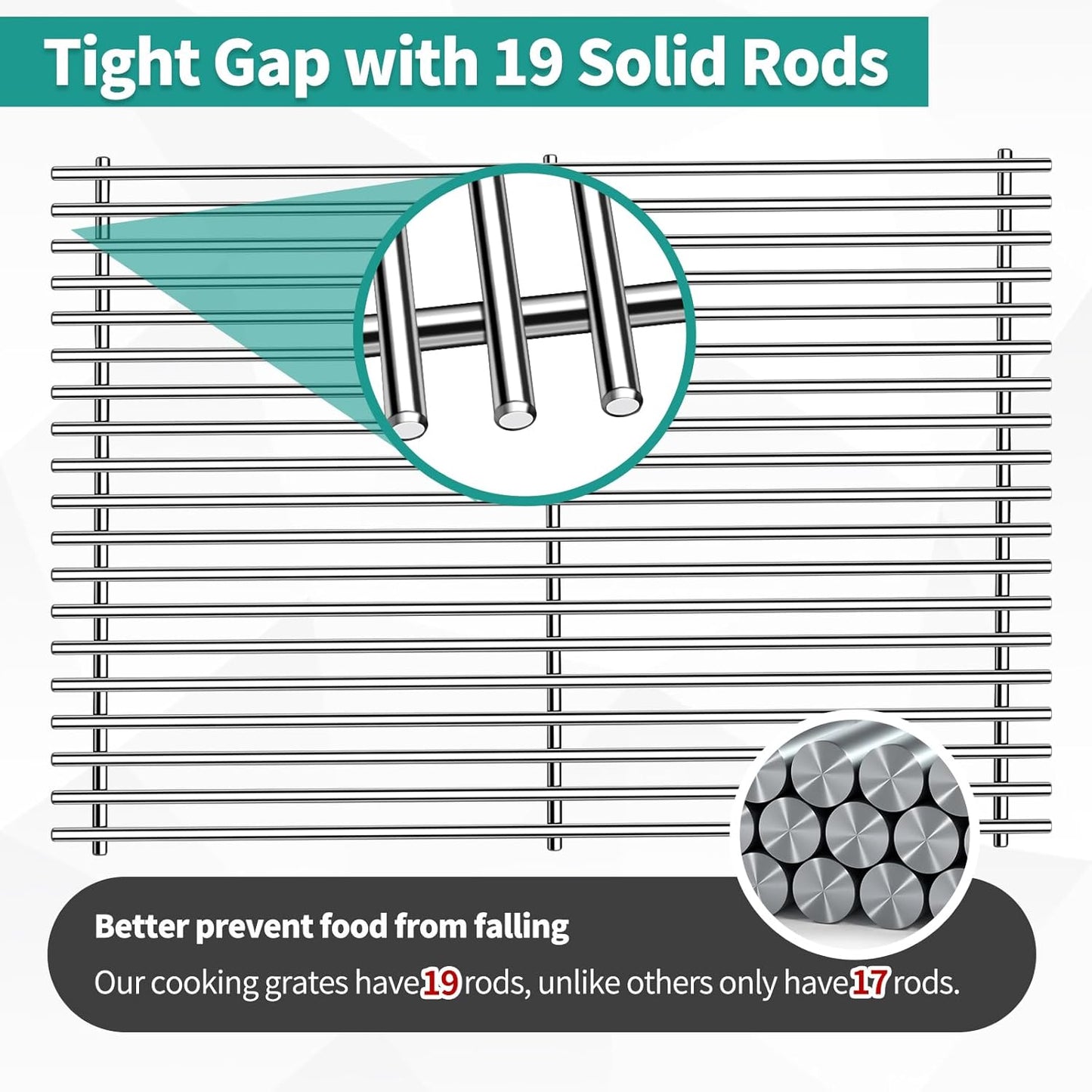 18 7/8" 304 Stainless Steel Grill Grates for Weber Genesis ii E-610 S-610 Genesis ii LX E-640 S-640 Genesis 2 Grill Parts for Weber Genesis ii 600 Series 66803 66096 Gas Grills 3 Pack