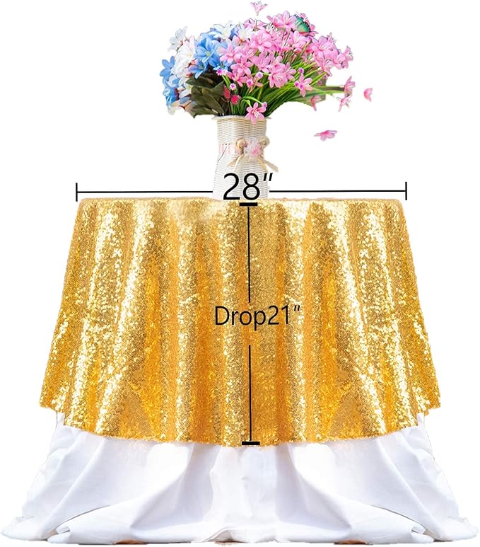 JYFLZQ Gold Sequin Tablecloth, Glitter Party Table Cover 70 Inch Round - Image 9