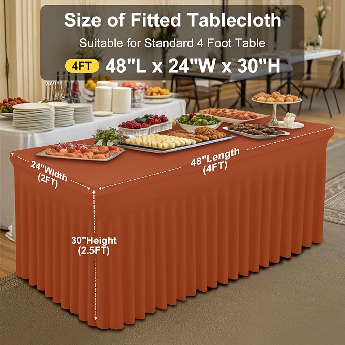 Smiry Spandex Elastic Fitted Table Cloth Skirt for 4FT Rectangle Table - Image 5
