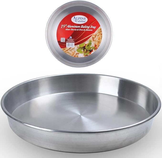 Alpine Cuisine Aluminum Oven Baking Tray 19-inch - Bakeware Pizza Cooking Pan for Oven - Durable Round Pizza Tray For Pie Cookie - Healthy & Heavy Duty, Rust Free & Dishwasher Safe by Aramco-Imports