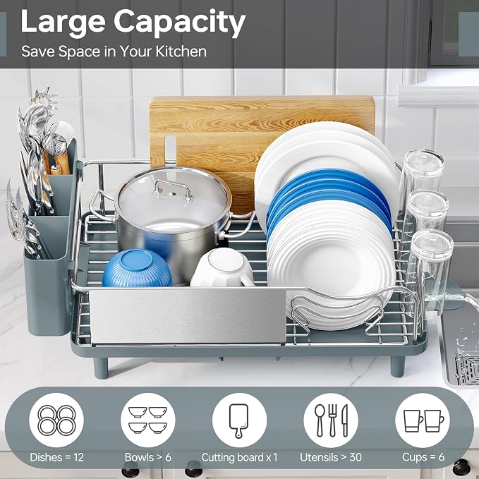 Urackify Dish Drying Rack - Stainless Steel Dish Rack for Kitchen Counter - Image 3