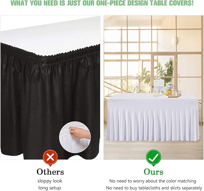 ManMengJi White Spandex Table Cover 6FT, Stretch Tablecloths with Skirts for Rectangle Tables, Wrinkle Resistant, Perfect for Weddings, Parties, Vendors - Image 4