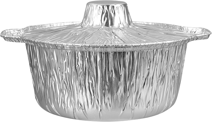 Foil Lux 60 Ounce Pans And Lids, 100 Disposable Pots With Lids - Oven-Ready, Stove Compatible, Aluminum Foil Baking Pans, Freezable, For Outdoor Camping, Vacation, Picnic, And More - Restaurantware - Image 13
