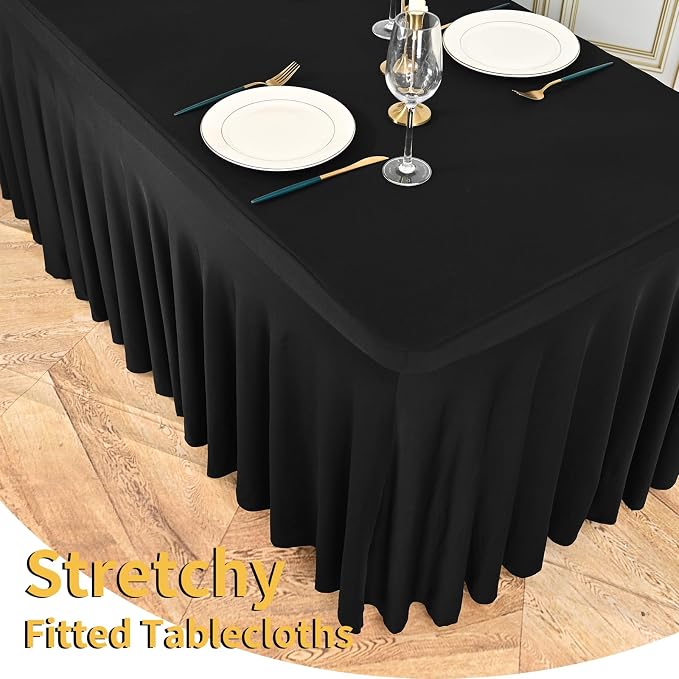 6 Packs Black Spandex Table Clothes for 6 Ft Tables - Image 4