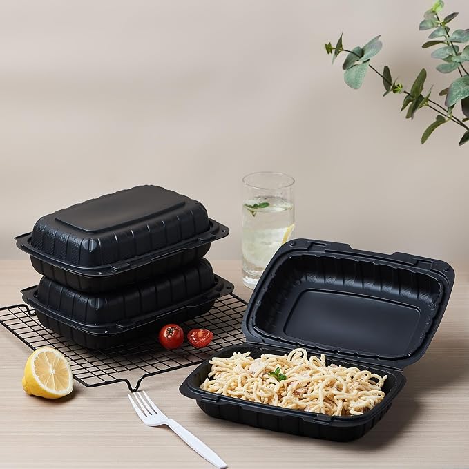 Jaluxing 9X6 1-Compartment 50-Pack Plastic Clamshell Containers Food To Go Box Heavy Duty Disposable Hinged With Secure Snap Lid (Formerly FULING) - Image 5