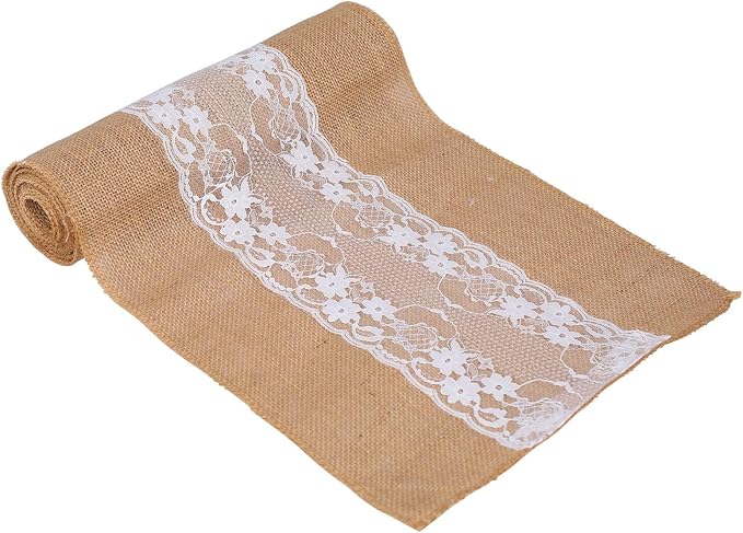 MDS 5 PCS 100% Natural Burlap Table Runners 12" x 72" with Lace, Rustic Farmhouse Country Vintage Boho Jute Runner for Wedding Reception Birthday Party Home Kitchen Dining Coffee Table Decoration - Image 2