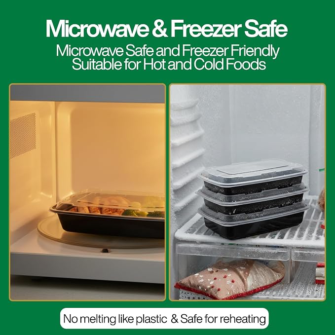 Meal Prep Containers [100 Pack] Rectangular Food Storage Containers with Lids, Bento Box, BPA Free, Stackable, Microwave/Dishwasher/Freezer Safe To Go Food Containers for Meal Prep (32oz) - Image 4