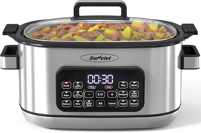 Sunvivi 12-in-1 Programmable Slow Cooker 6.5QT with Timer & Keep Warm by WeGetLife