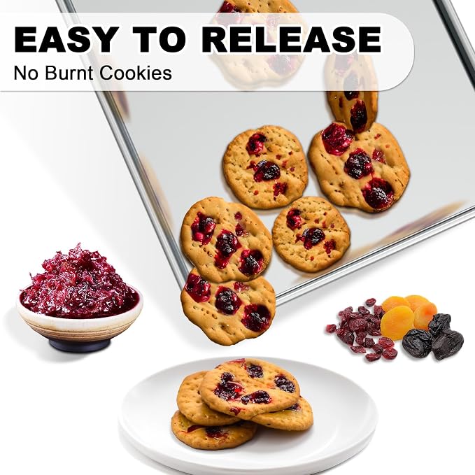 Half Sheet Pans with Rack Set, 13 Inch Commercial Quality Baking Sheet Pan Set, Natural Aluminum Cookie Sheet, Warp Resistant Nonstick Thick Cookie Tray Pans for Baking, Roasting - Image 7