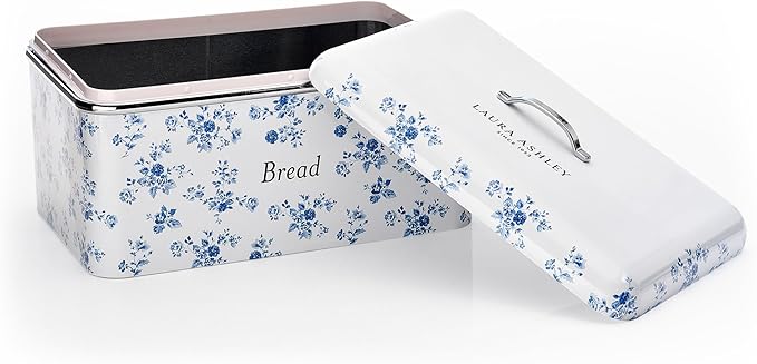 Laura Ashley China Rose Large Bread Box for Kitchen Countertop - Breadbox | Durable Bread Storage Container, Food Grade Metal Bread Bin, Removable Lid, Keep Bread Fresh, Rust Resistant, Easy to Clean by Unknown