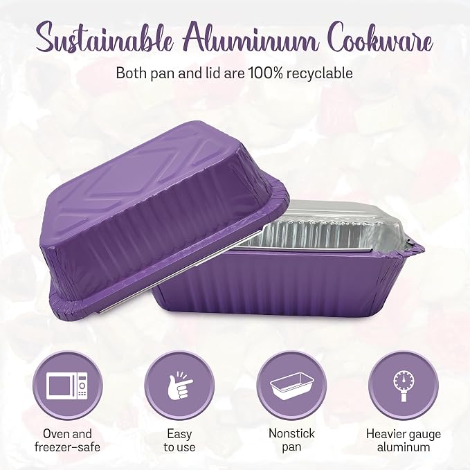 KitchenDance 1.5 lb. Colored Foil Takeout Containers With Lids - Heavy Gauge Aluminum Containers - Casserole Dish Disposable Pans for Cooking, Freezing, Food Prep, Storage - 7650 (Purple, 125) - Image 4