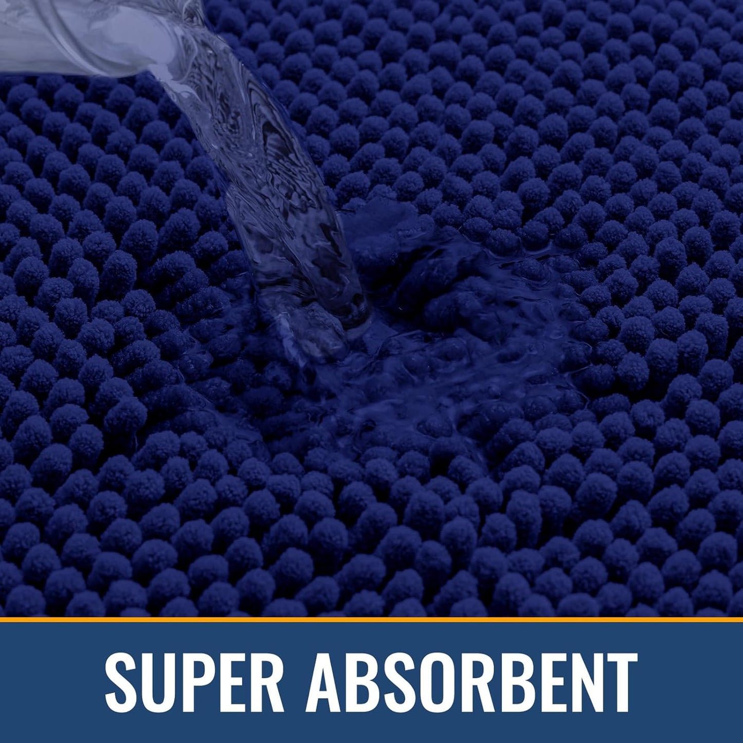 Arotive Bathroom Rugs 24x16, Extra Soft Absorbent Shaggy Chenille Bath Rugs, Machine Washable Rubber Backing Non-Slip Bath Mats for Bathroom Floor Tub and Shower, Home Decor Accessories, Navy