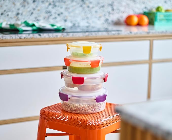Joseph Joseph Nest Lock 8-piece Plastic BPA Free Round Food Storage Container Set with Lockable Airtight Leakproof Lids - Multicolor - Image 2