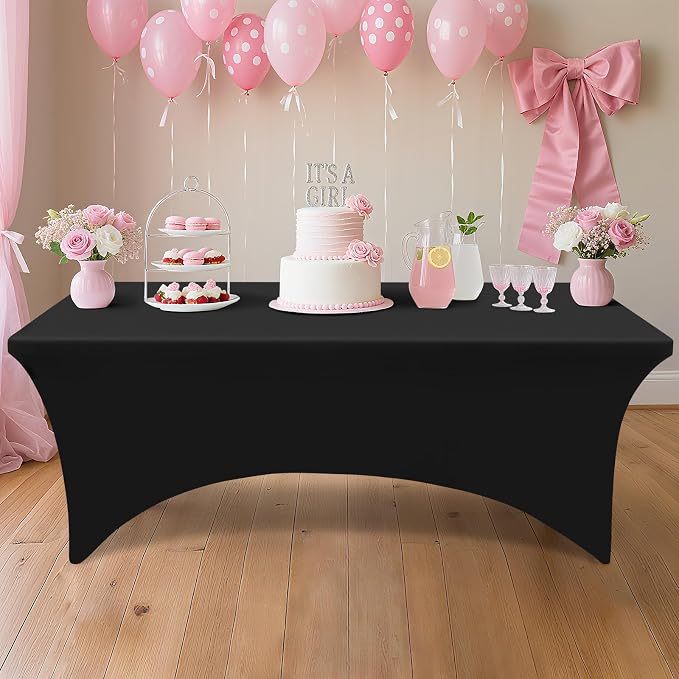 Smiry 2 Pack Spandex Table Cloth 42x42in, Elastic Fitted Black Tablecloth - Image 6