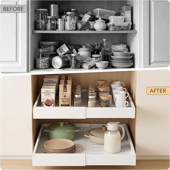 DOMNIU 2 Pack Pull Out Cabinet Organizers Expandable Width (12.4''-20.27'') - Image 4