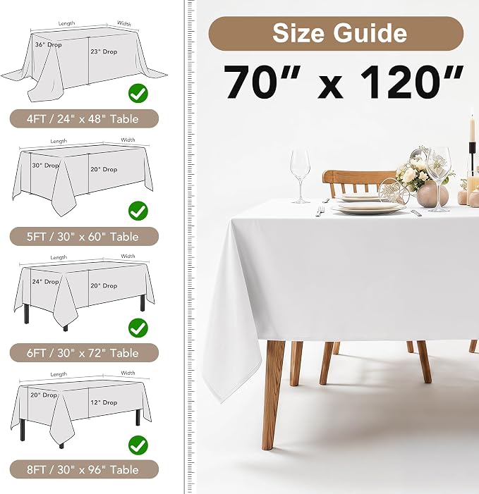 Fitable 10 Pack White Table Cloths 70x120 Inch for 6-8 Ft Rectangle Tables - Image 4