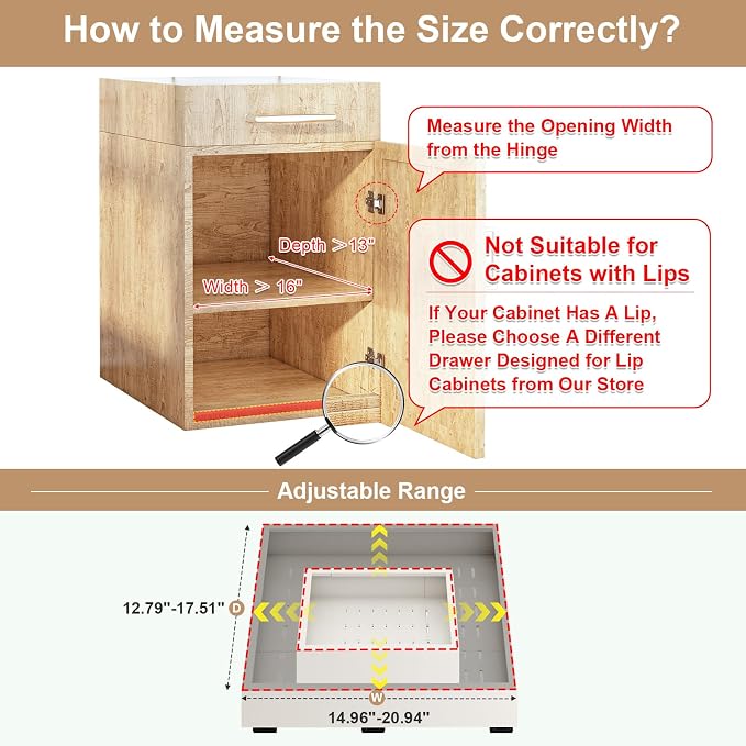 Fokyfok Pull out Cabinet Organizer,16"-21"W,13"-17"D,Expandable,Adhesive - Image 2