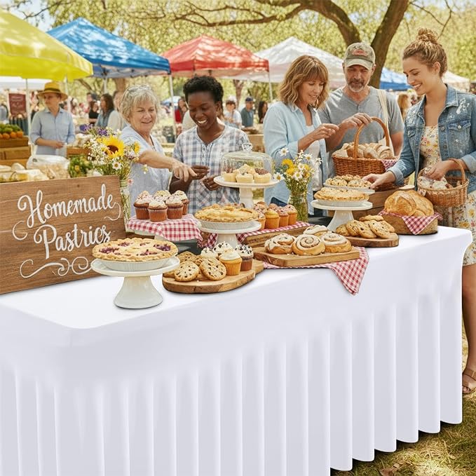 Moosfor 2 Pack Spandex Fitted Rectangle Tablecloth, Elastic Table Skirt - Image 8