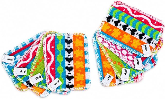 Skoy Scrub, 8-Pack Reusable, Non-Scratching Dish Scrubber for Kitchen and Household Cleaning, Planet-Friendly, Dishwasher Safe Soft Scrub, Assorted Colors and Designs by Skoy