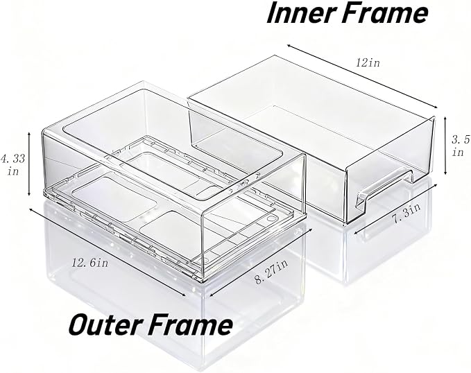 Clear Stackable Storage Drawers 6 Pack L, BPA-Free Plastic Pull Out Organizer with Anti-Slip Pad for Bathroom Pantry Cabinet - Image 3
