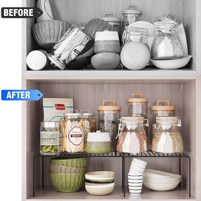 4Pack Expandable Storage Shelf, 13.5"~23" L x 9.4" W x 5.5" H, Black - Image 4