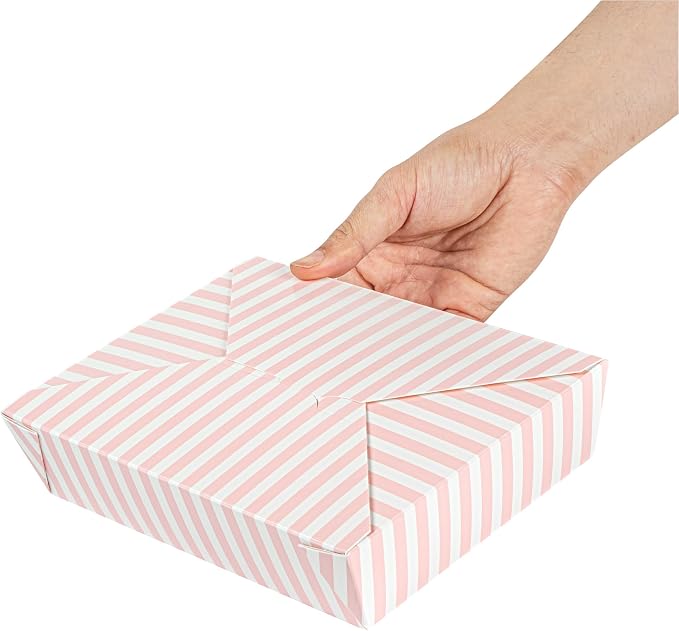 Restaurantware-Bio Tek 8.5 x 6.2 x 1.9 Inch Food Containers, 200 Durable Takeaway Boxes - Disposable, Striped, Pink And White Paper 49 Ounce Takeout Boxes, Rectangle, For Takeouts And Delivery - Image 14