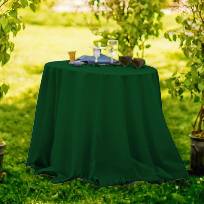 6 Pack Hunter Green Round Tablecloths, Diameter of 90 inch - Image 6