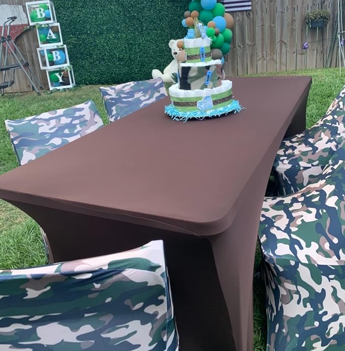 YOUR CHAIR COVERS Rectangular Spandex Table Covers 8ft Fitted Tablecloth Wedding Event Patio Decorations Elastic Fabric Stretch Tables Cover for 8 ft Folding Table (Chocolate Brown) - Image 2